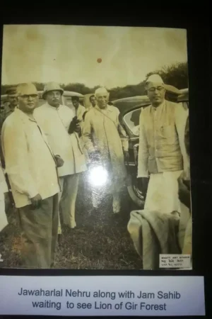 Jawaharlal Nehru Along With Jam Sahib Waiting to See Lion of Gir Forest