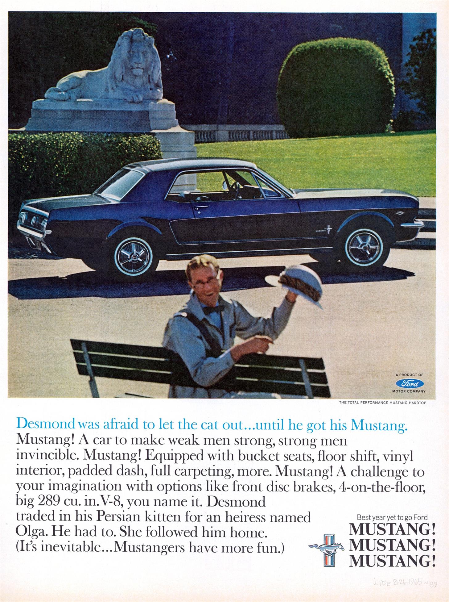 1965 Ford Mustang Vintage Advertisement (CN336049-067) 1965 Ford Mustang Vintage Advertisement (CN336049-067) - Image 1