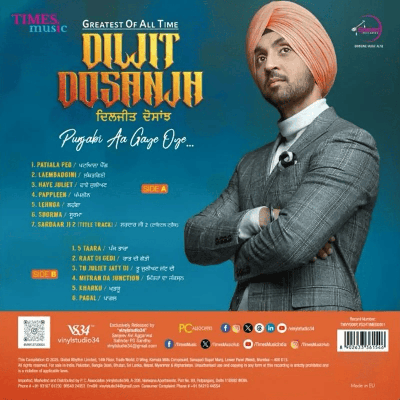 Greatest Hits - Diljit Dosanjh Vinyl Record