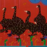 Dhaneshwar Shah – DS - 102, 40x80 inch, Acrylic on Canvas, Duck with Red, 2010