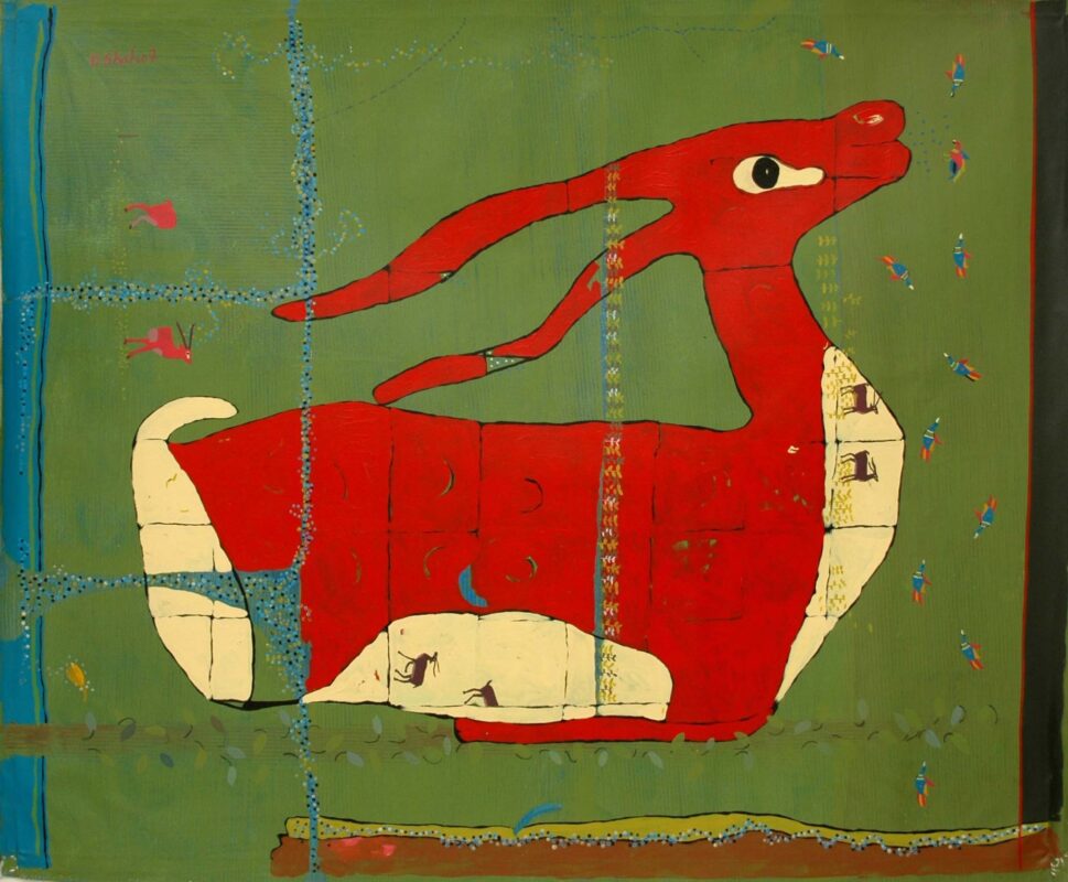 DS - 27 - 51X62  inch - Acrylic on Canvas, Dear in Red Space,2007_