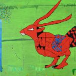 DS - 37, 48x60 inch, Acrylic on Canvas, deer in green space , 2008