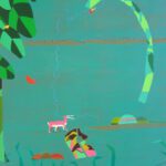 Dhaneshwar Shah – DS - 40, 48x60 inch, Acrylic on Canvas, bird with deer, 2008