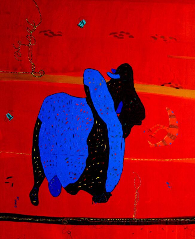 DS - 57, 48x60 inch, Acrylic on Canvas, Bull with Bird-ii, 2008