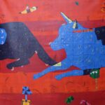 Dhaneshwar Shah – DS - 71, 48X60 inch, Acrylic on Canvas, Dog in Blue,  2009