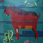 DS - 73, 48x60 inch, Acrylic on Canvas, Goat in Red Space, 2009